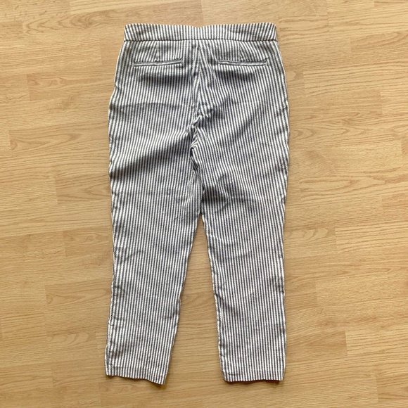 RACHEL ZOE Blue White Pinstripe Nautical Stretch Cropped Ankle Pant Sz 6 - Picture 4 of 11